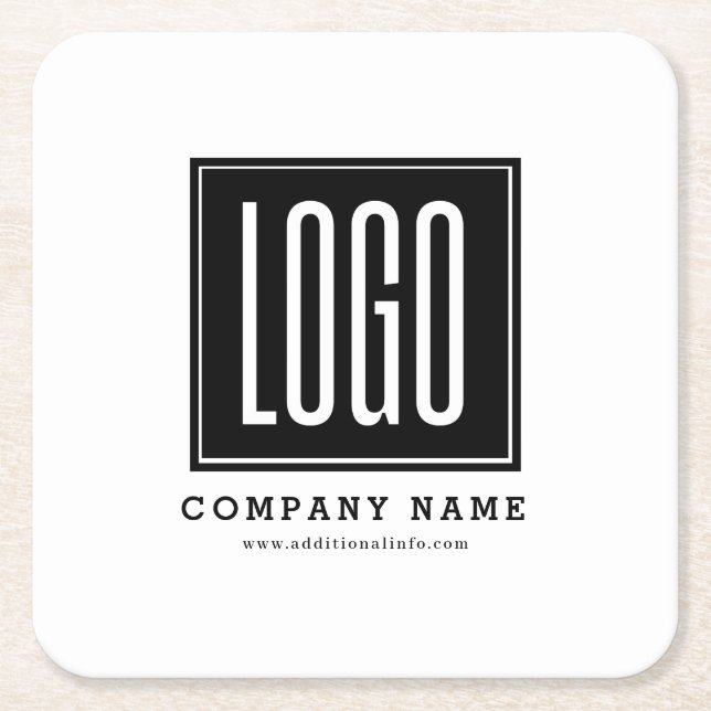 Custom Business Logo Promotional  Square Paper Coaster (Front)