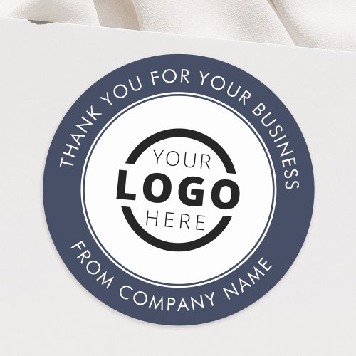 Custom Business Logo Promotional Thank You Blue Classic Round Sticker