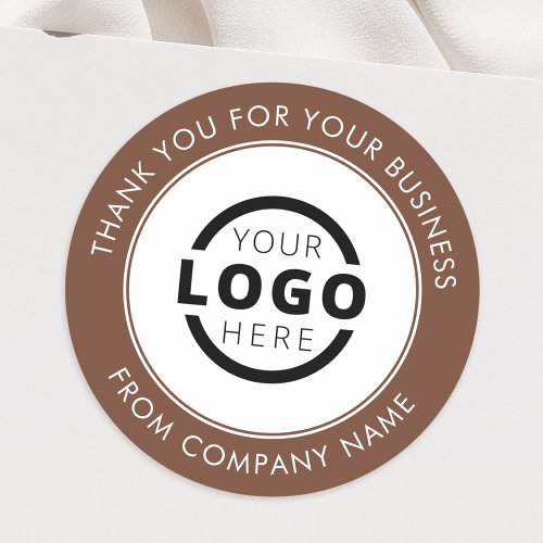 Custom Business Logo Promotional Thank You Brown Classic Round Sticker