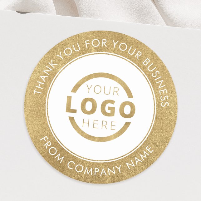 Custom Business Logo Promotional Thank You Gold Classic Round Sticker (Creator Uploaded)