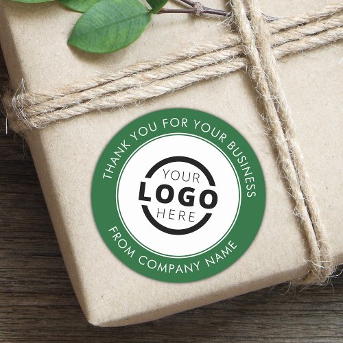 Custom Business Logo Promotional Thank You Green Classic Round Sticker