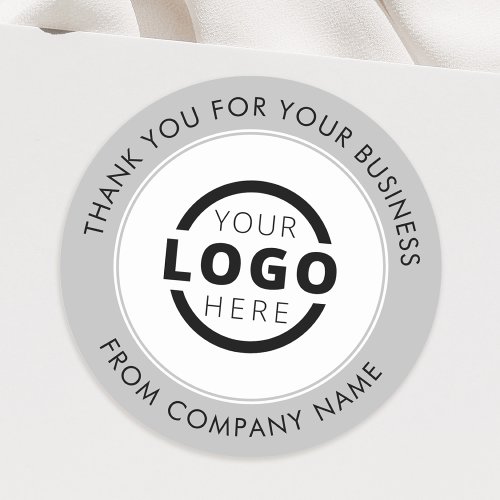 Custom Business Logo Promotional Thank You Grey Classic Round Sticker