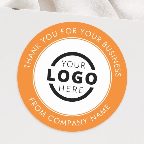 Custom Business Logo Promotional Thank You Orange Classic Round Sticker