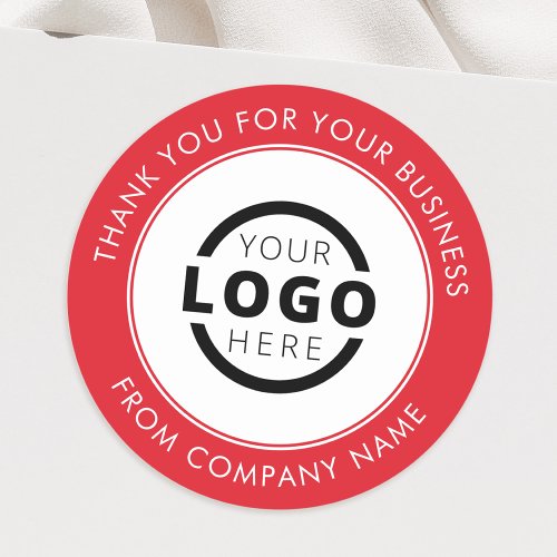 Custom Business Logo Promotional Thank You Red Classic Round Sticker