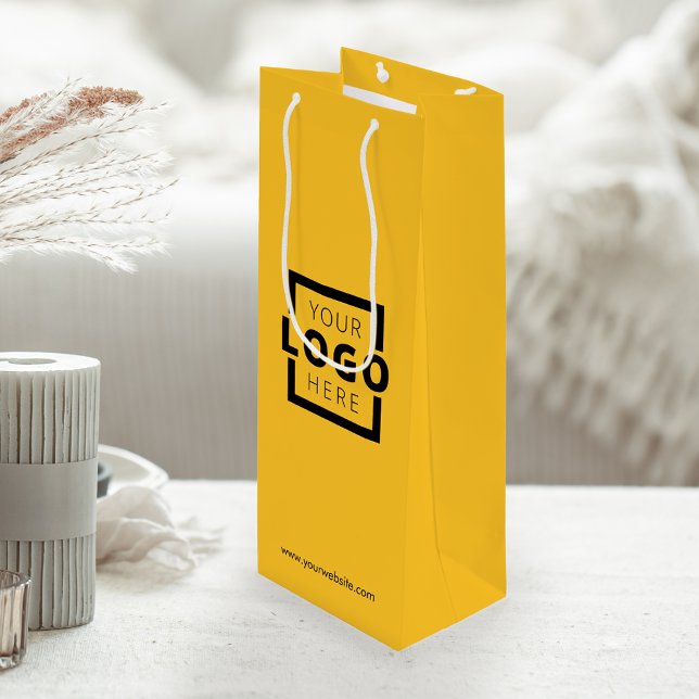 Custom Business Logo Promotional Yellow Shopping Wine Gift Bag (Creator Uploaded)