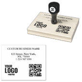 Custom Business Logo Qr Code & Address Rubber Stamp | Zazzle