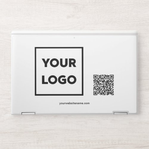 Custom Business Logo QR Code and Text HP Laptop Skin