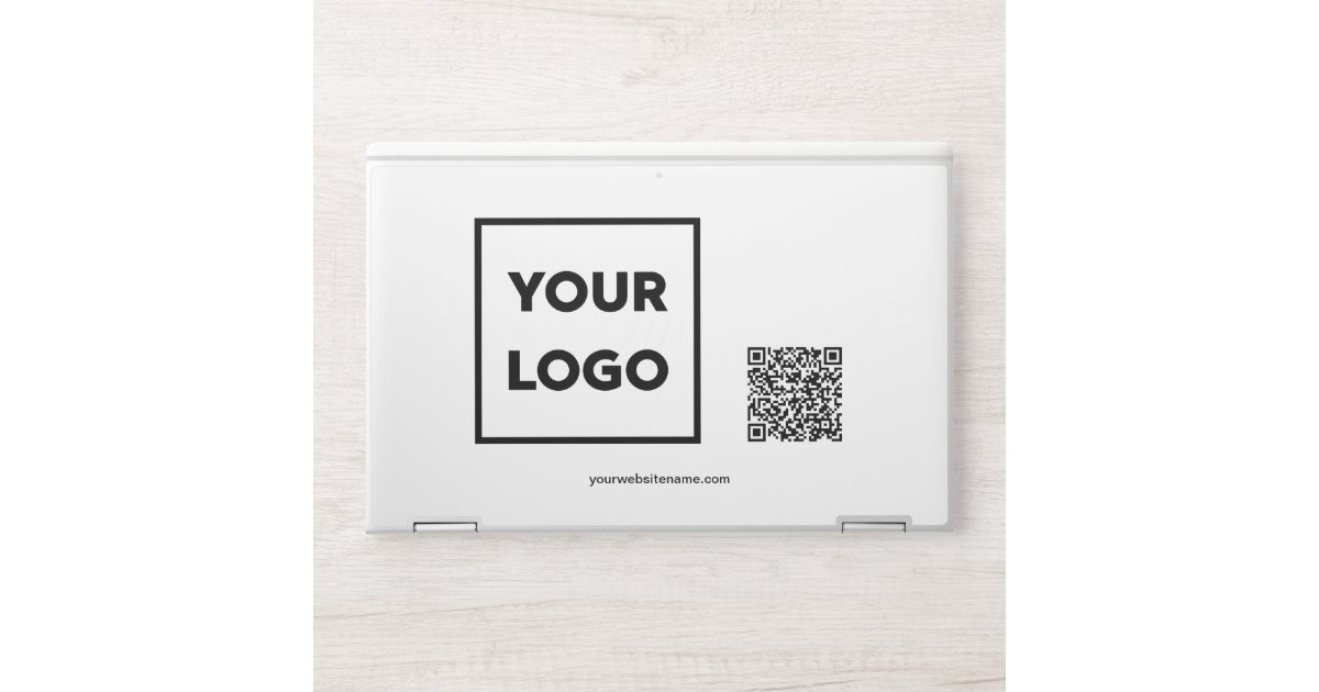 Custom Business Logo QR Code and Text HP Laptop Skin | Zazzle