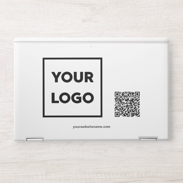 Custom Business Logo QR Code and Text HP Laptop Skin (Front)