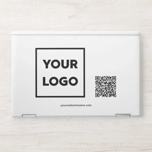 Custom Business Logo QR Code and Text HP Laptop Skin | Zazzle