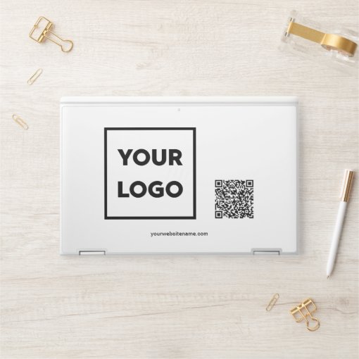 Custom Business Logo QR Code and Text HP Laptop Skin | Zazzle