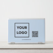 Custom Business Logo QR Code and Text Light Blue HP Laptop Skin | Zazzle