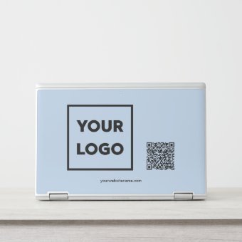 Custom Business Logo QR Code and Text Light Blue HP Laptop Skin | Zazzle