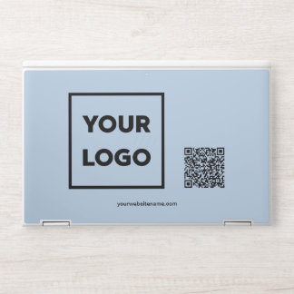 Custom Business Logo QR Code and Text Light Blue HP Laptop Skin