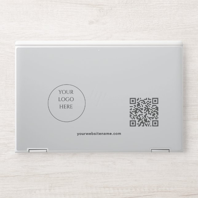 Custom Business Logo QR Code and Text Light HP Laptop Skin (Front)