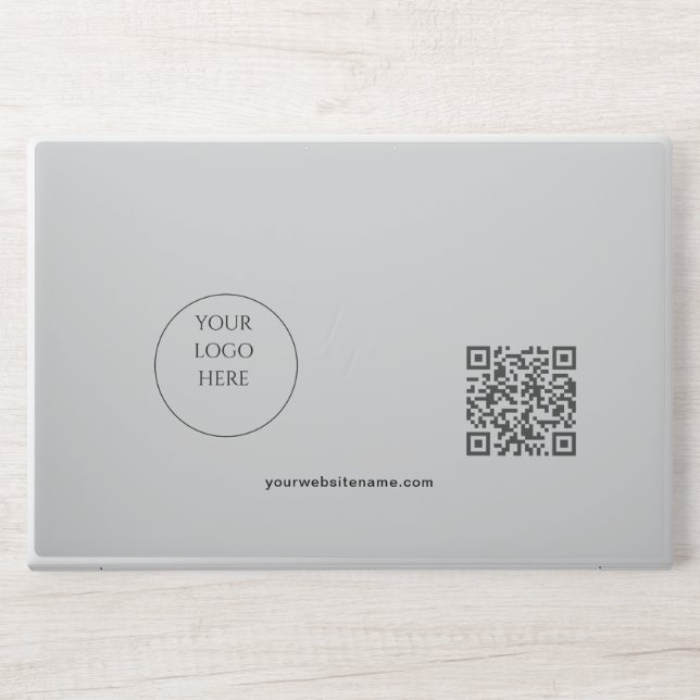 Custom Business Logo QR Code and Text Light HP Laptop Skin (Front)