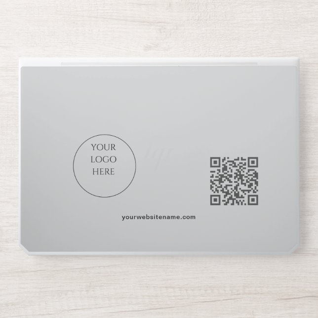 Custom Business Logo QR Code and Text Light HP Laptop Skin (Front)