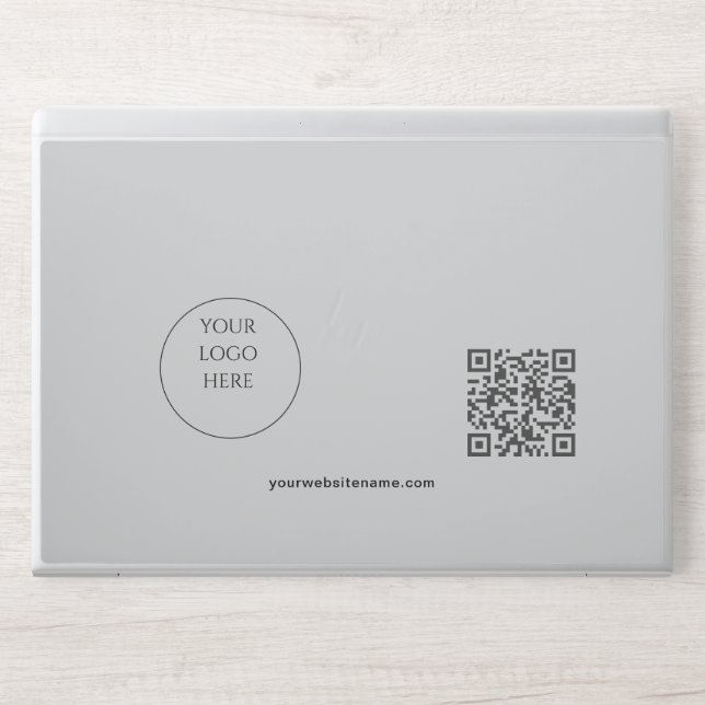Custom Business Logo QR Code and Text Light HP Laptop Skin (Front)