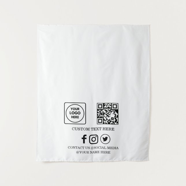 Custom Business Logo QR Code Branding Display Tapestry (Front)