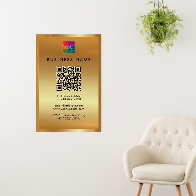 Custom Business Logo QR Code Branding Gold Foam Board (In Situ (Wall))