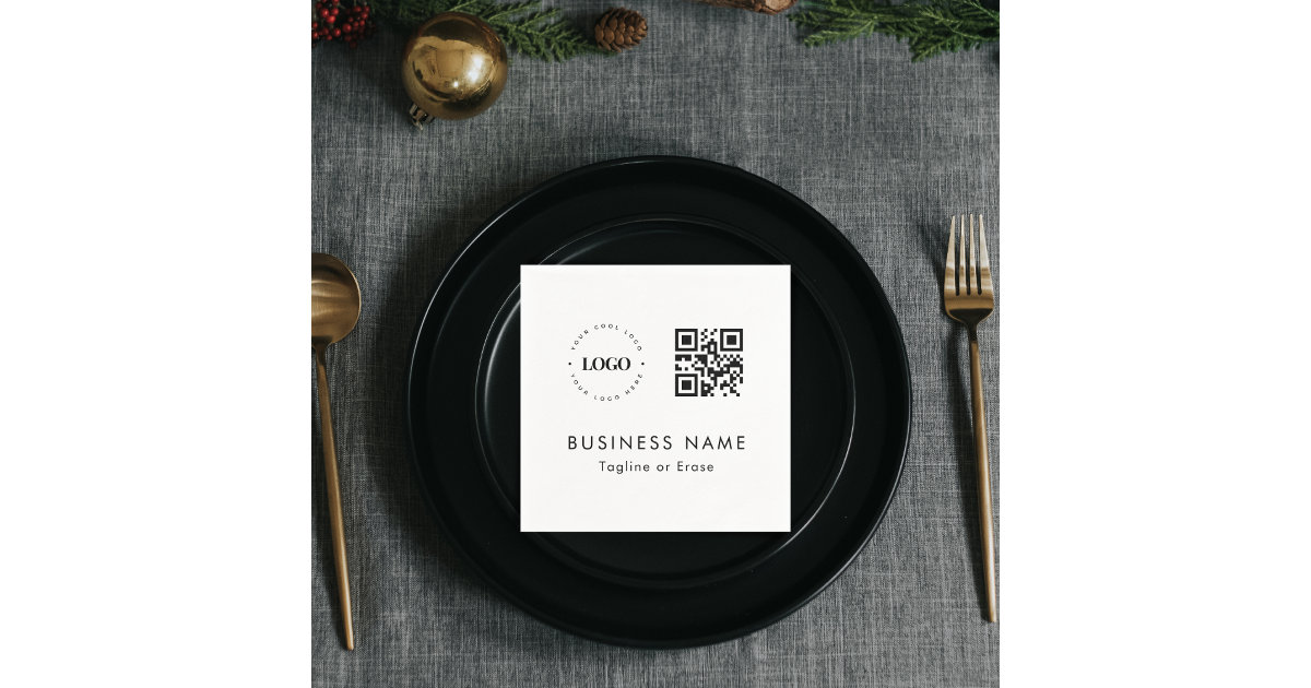 Custom Business Logo QR Code Company Party Event Napkins | Zazzle