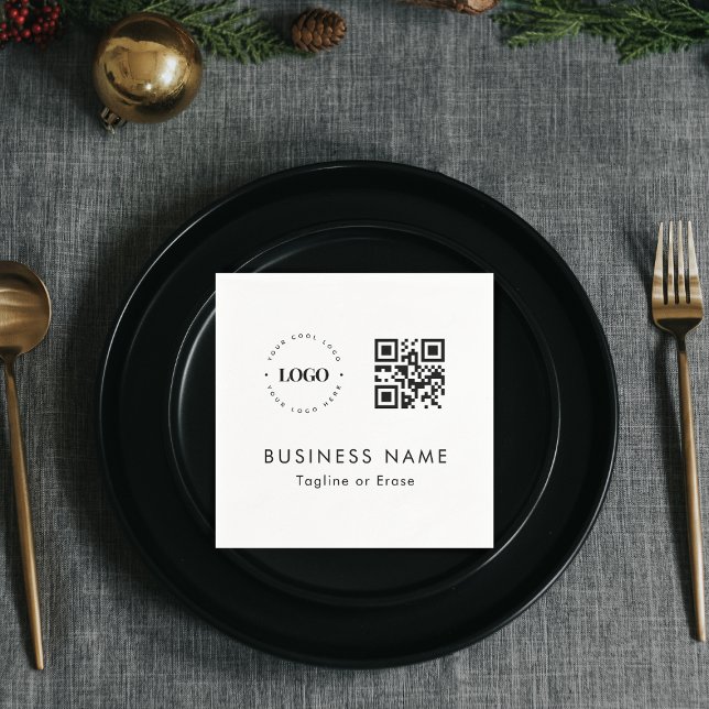 Custom Business Logo QR Code Company Party Event  Napkins (Creator Uploaded)