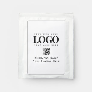 Custom Business Logo & Qr Code Corporate Minimal   Tea Bag Drink Mix