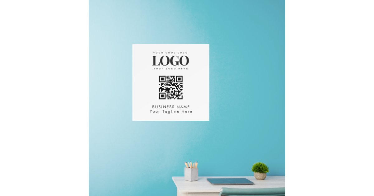 Custom Business Logo & Qr Code Corporate Office Wall Decal | Zazzle