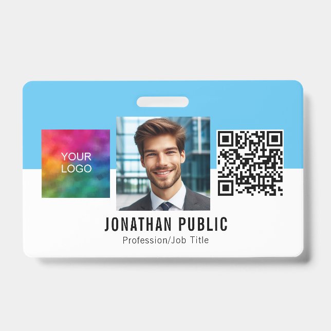 Custom Business Logo QR Code Employee ID Card Badge (Front)