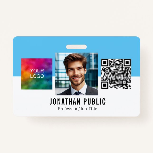 Custom Business Logo QR Code Employee ID Card Badge (Front)