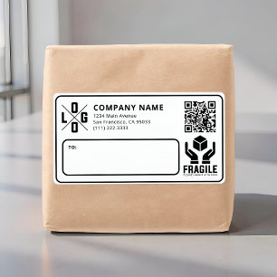 Custom Business Logo QR code Fragile Warn Shipping Label