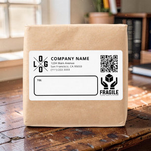 Custom Business Logo QR code Fragile Warn Shipping Label
