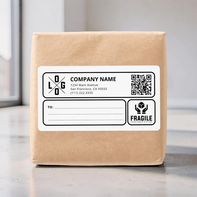 Custom Business Logo QR code Fragile Warn Shipping Label (Creator Uploaded)