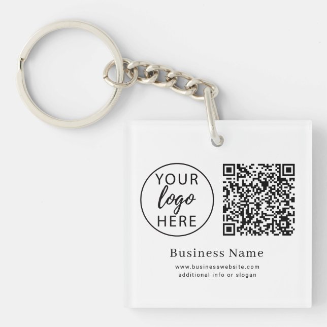 Custom Business Logo QR Code Minimalist Corporate  Keychain (Front)