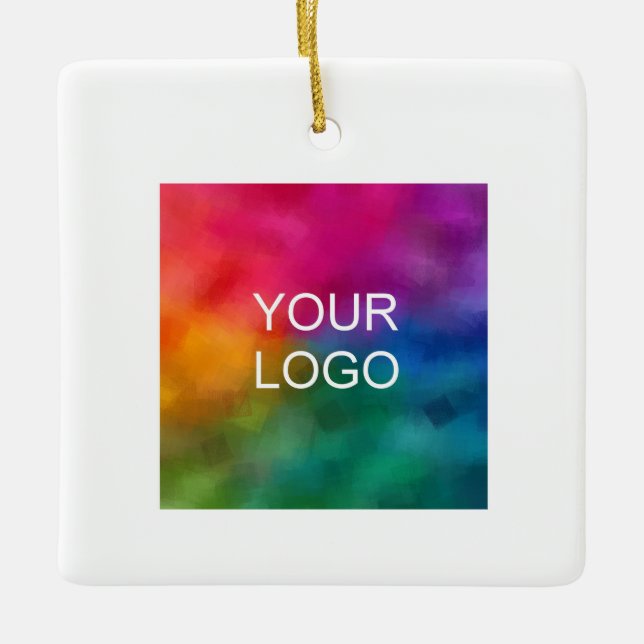 Custom Business Logo QR Code Minimalist Template Ceramic Ornament (Front)
