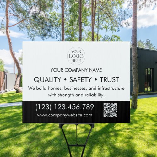 Custom Business Logo QR Code Modern Outdoor Yard Sign