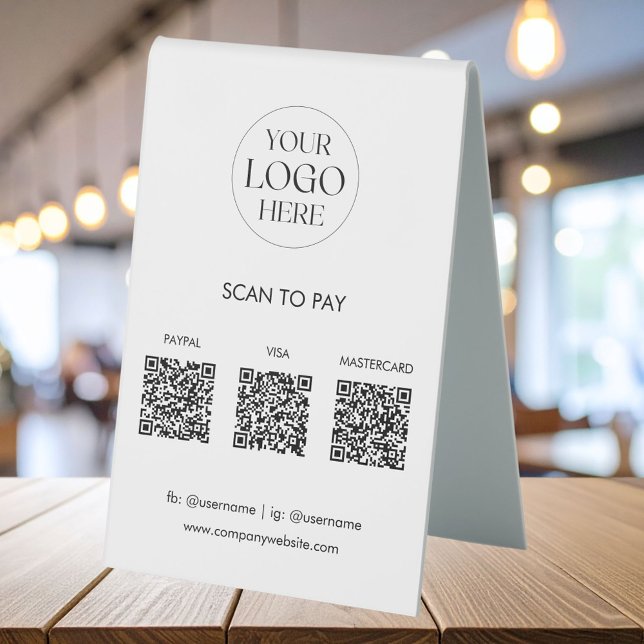 Custom Business Logo QR Code Modern Payment Table Tent (In situ)