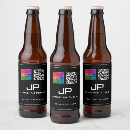 Custom Business Logo QR Code Monogram Template Beer Bottle Label