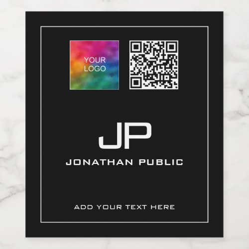 Custom Business Logo QR Code Monogrammed Template Wine Label