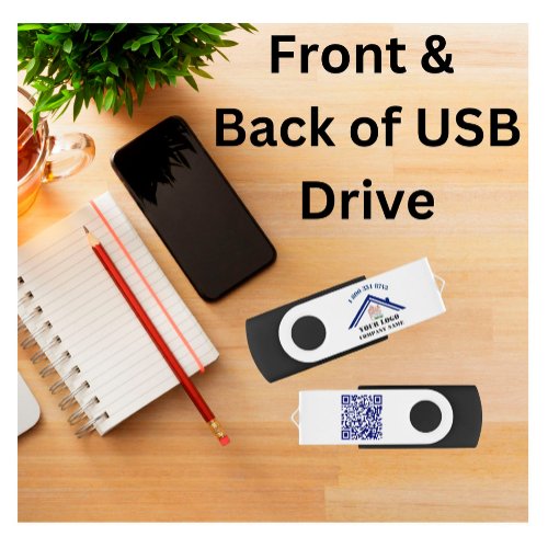 Custom Business Logo QR Code on Back Flash Drive