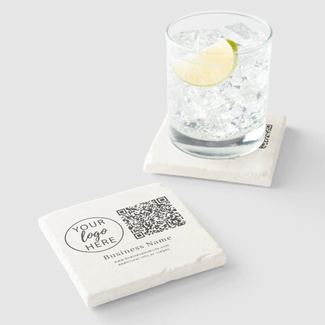 Custom Business Logo QR Code Personalized Stone Coaster (Side)