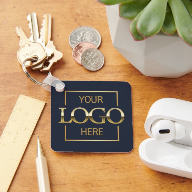 Custom Business Logo & QR Code Promotional Swag Keychain (Desk)