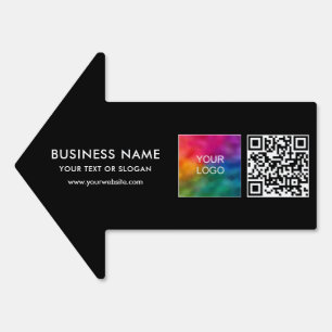 Custom Business Logo QR Code Rectangle Arrow Yard Sign
