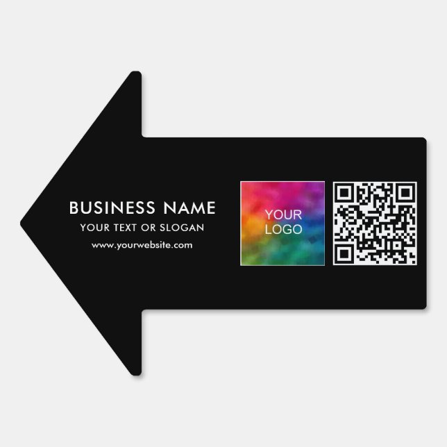 Custom Business Logo QR Code Rectangle Arrow Yard Sign (Front)