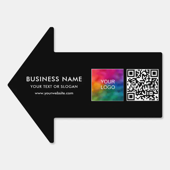 Custom Business Logo QR Code Rectangle Arrow Yard Sign | Zazzle