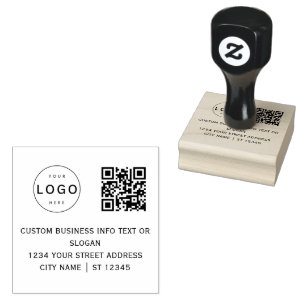 Custom Business Logo Qr Code & Return Address Rubber Stamp