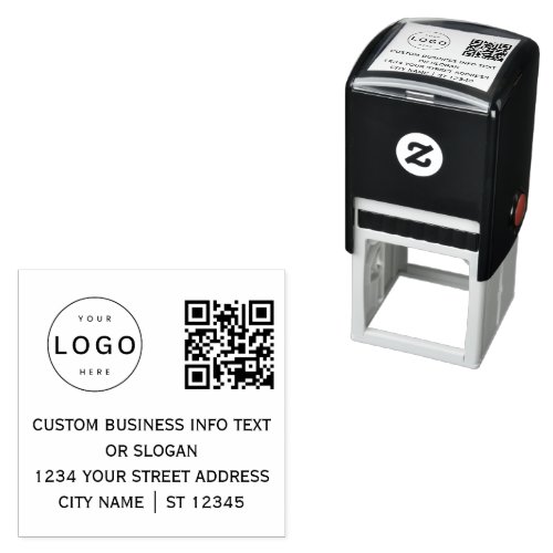 Custom Business Logo Qr Code & Return Address Self-inking Stamp