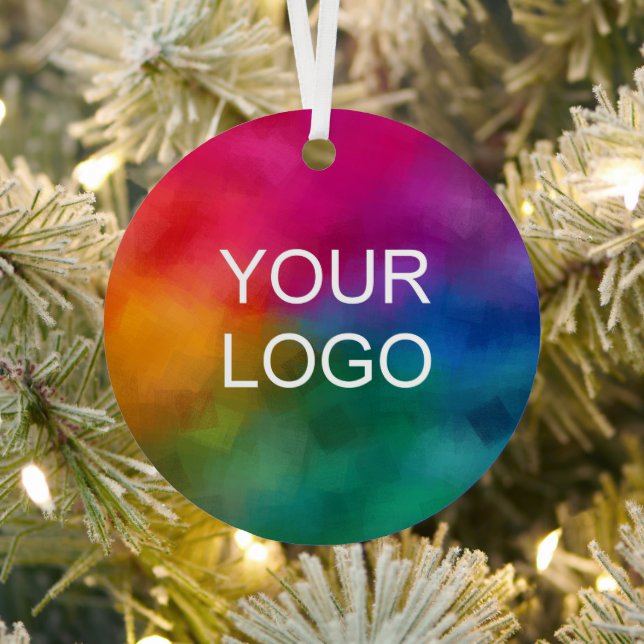 Custom Business Logo QR Code Simple Template Metal Ornament (Insitu)