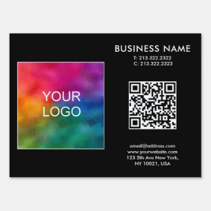 Custom Business Logo QR Code Simple Template Sign