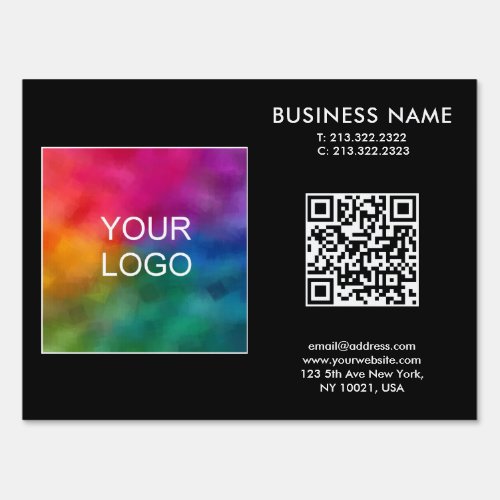 Custom Business Logo QR Code Simple Template Sign